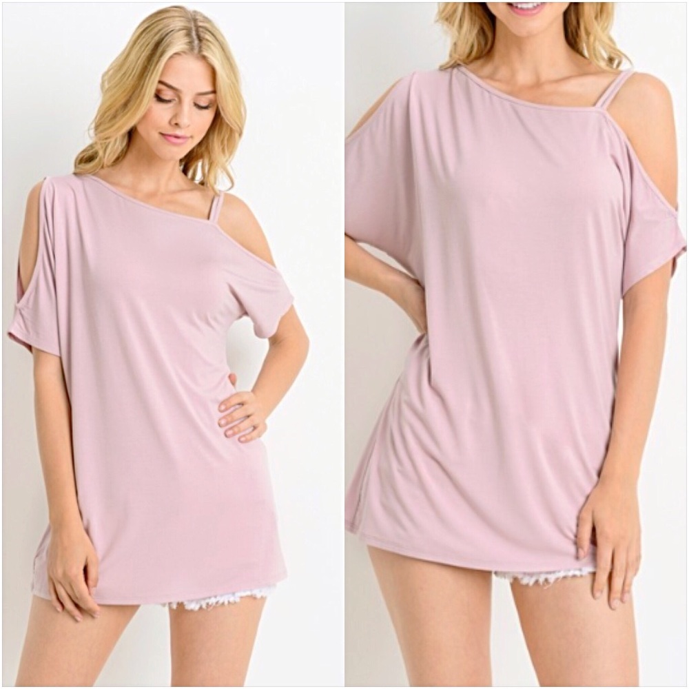 Edgy Sassy Blush Strappy Shoulder Top SM - Picture 3 of 6
